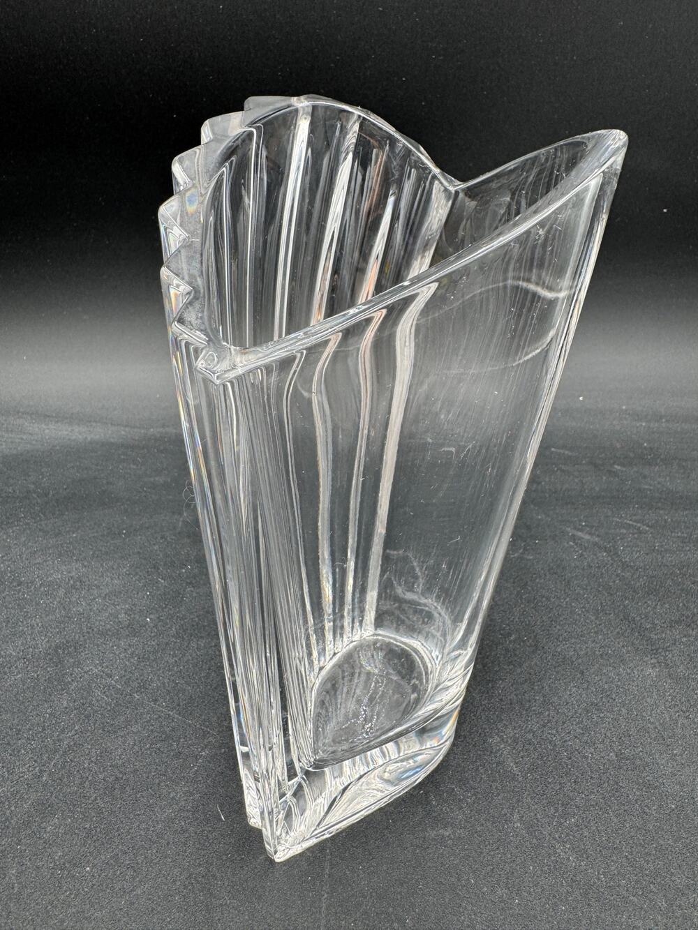 Vintage Gorham Crystal Esprit Ribbed Heart Vase 6.5"